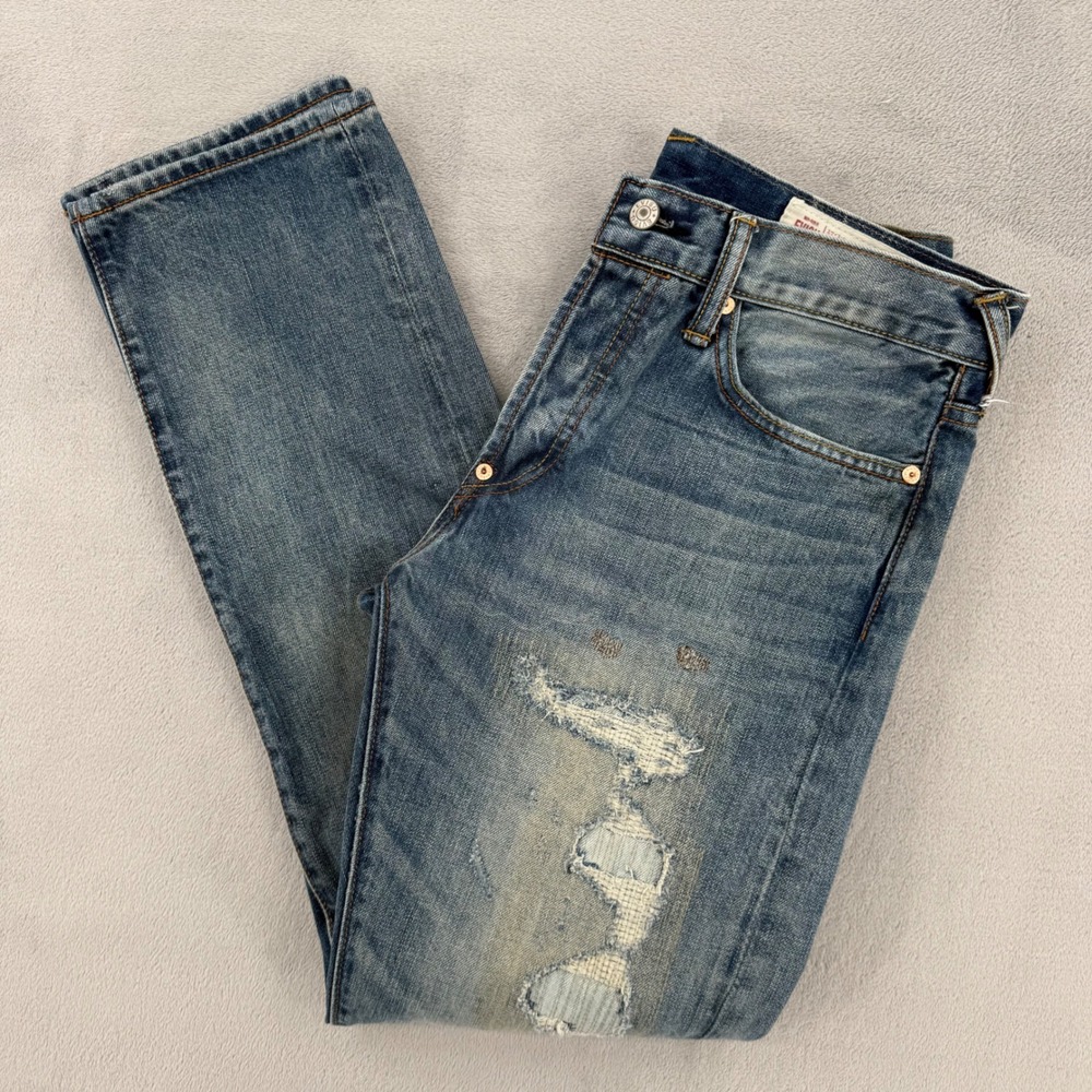 Evisu Custom Made Heritage Distressed Repaired Japanese Jeans Mens Size 32 x 33